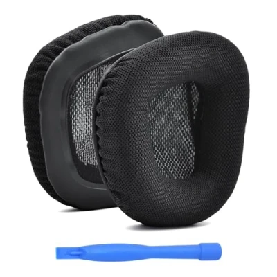 Afbeelding van MMOBIEL Oorkussens voor Corsair Void Elite Wireless / Pro SE Surround Void, Wired &amp; RGB Gaming Hoofdtelefoon Mesh Fabric Koptelefoon Zwart