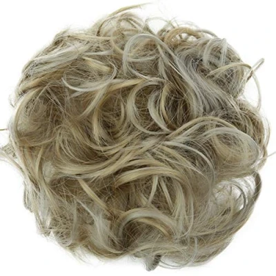 Afbeelding van CAISHA Haarstukje Haarwokkel Opgestoken Bruids Kapsel Volumineus Gekruld Knoet Asblond Mix G32A