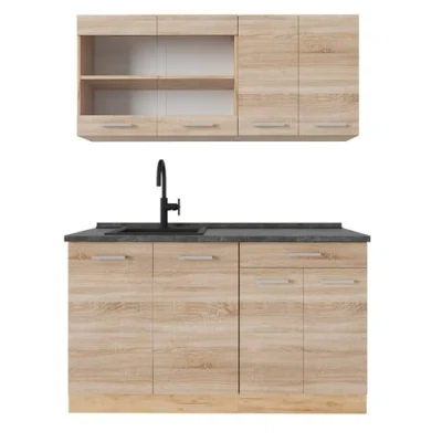Afbeelding van Vicco Eenpersoonskeuken R Line, Sonoma/Goudkraft eik, 140 cm , WB Antraciet