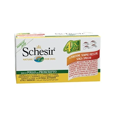 Afbeelding van Schesir Hondenkippenfilet met kalkoen, nat hondenvoer, 6 x 4 blikjes 85 g