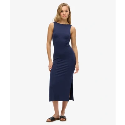 Afbeelding van Superdry Twist BACK MIDI Etuijurk, Dames, Maat: 44, Atlantic navy