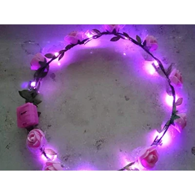 Afbeelding van LED haarband licht knipperend, bruid, bloem, kroon, bloemenkrans, haarband, knipperende wmulti (blauwe bloemen met blauw licht)