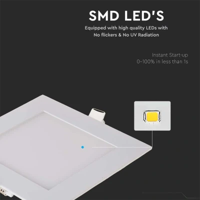 Afbeelding van V TAC VT 1207SQ N Vierkante LED Minipanelen Premium Serie IP20 Wit 12W 1160 Lumen 2700K