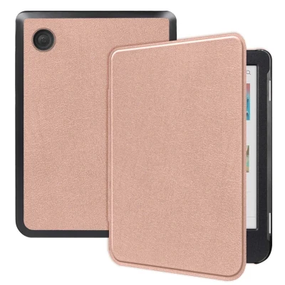Afbeelding van Kobo Clara BW Hoes: iMoshion Slim Hard Case Sleepcover Bookcase zonder stand Rosé Goud Kunstleder E Reader Hoezen