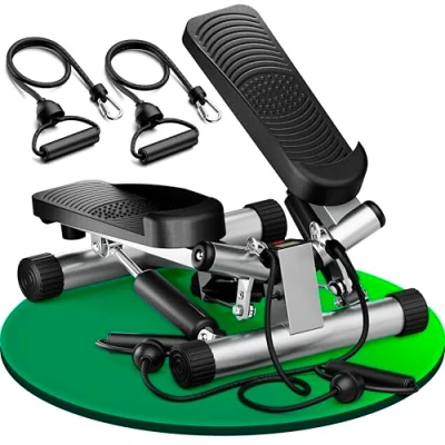 Afbeelding van Ultrasport Swing stepper inclusief trainingsbanden / hometrainer met instelbare weerstand en draadloze trainingscomputer up down voor beginners getrainden, klein &amp; compact