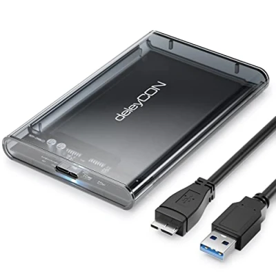Afbeelding van deleyCON SSD Behuizing voor Harde Schijven USB 3.0 2,5“ Inch SATA 3 / HDD 7mm 9,5mm III Externe UASP [Transparant Grijs]