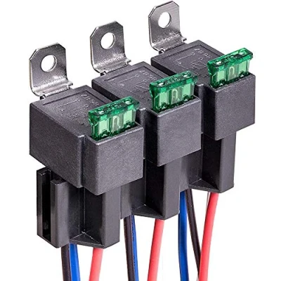 Afbeelding van Gebildet 3pcs 12V Zekering Relais Schakelaar Harnasset 30A ATO/ATC Bladzekering,4pins SPST Automotive Elektrische met Zwaar Uitgevoerd 12AWG Draden