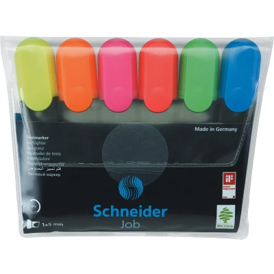 Afbeelding van Schneider markeerstift Job 150, etui van 6 stuks in geassorteerde kleuren