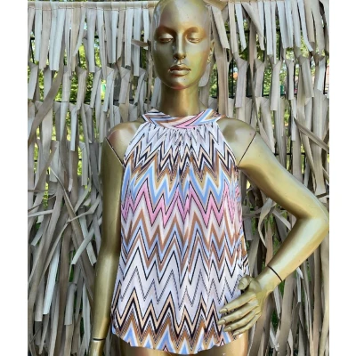 Afbeelding van Haltertop Costa Zigzag Beige One Size (Maat 36 t/m 40/42)