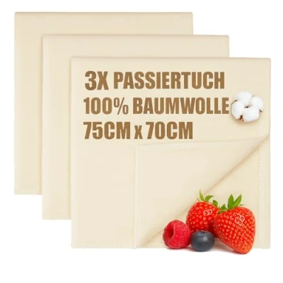 Afbeelding van com four® 3x bakkerslinnen, kaasdoek, zeefdoek, knoedeldoek van 100% katoen Geweven doeken deegbereiding Herbruikbaar, scheurvast bij hoge luchtvochtigheid Linnendoek voor het bakken brood