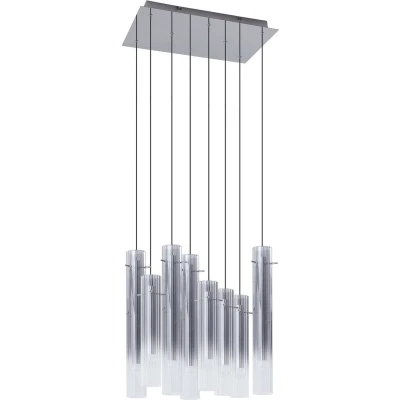 Afbeelding van Lucande hanglamp met dimmer 8lichts Glas, aluminium rookgrijs, zilver Inclusief lichtbronnen