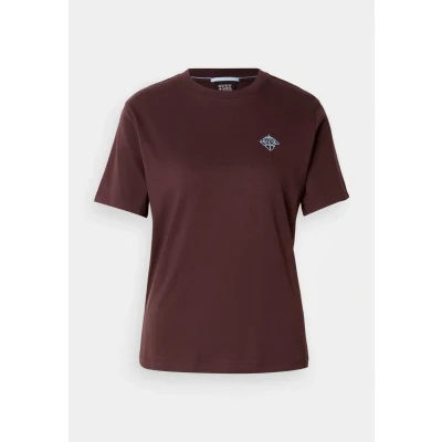Afbeelding van Scotch &amp; Soda Regular FIT WITH Chest Artwork Tshirt print, Dames, Maat: Large, Chocolate plum