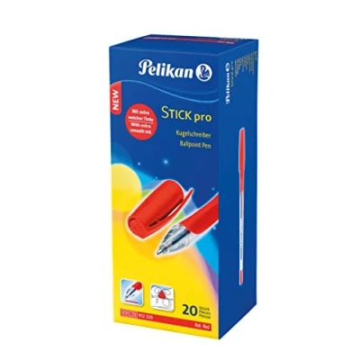 Afbeelding van Pelikan Balpen Stick pro, 1 doos met 20 stuks, schrijfkleur: rood