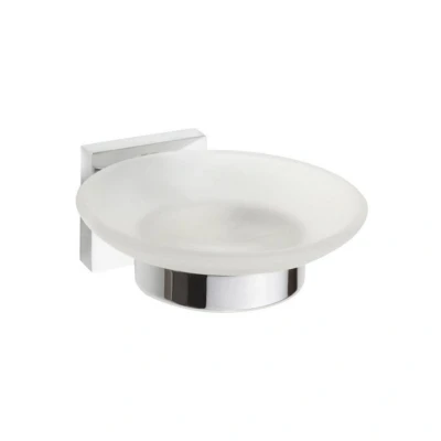 Afbeelding van Zeephouder Sapho X Square Hangend 11x5.5 cm Melkglas / Chroom