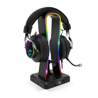 Afbeelding van Spirit of Gamer Headset Stand Headphone Houder LED 4 USB Poorten Zwart