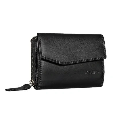 Afbeelding van STILORD &#039;Lark&#039; Portemonnee Dames Leer Wallet Card Holder Vintage Munt Portemonee voor Vrouwen Pasjeshouder Echt Leer, Kleur:zwart