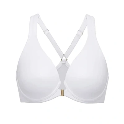 Afbeelding van DELIMIRA Women&#039;s Front Closure Racerback Naadloze Beugel Ongevoerde Plunge Full Coverage Bra wit 85B