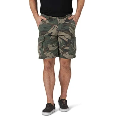 Afbeelding van Wrangler Authentics Klassieke stretch cargoshort voor heren, Groene Camo, 44