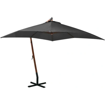 Afbeelding van Zweefparasol met paal 3x3 m massief vurenhout antracietkleurig