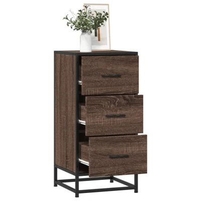 Afbeelding van Dressoir 35,5x35x76 cm bewerkt hout en metaal bruin eikenkleur