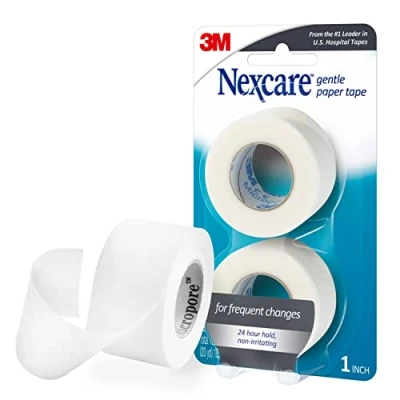 Afbeelding van Gentle Paper Tape, Medical Secures Dressings and Lifts Away Gently 1 In x 10 Yds, 2 Rolls of Tape