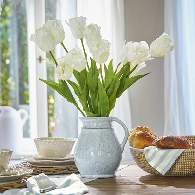 Afbeelding van LOBERON Sierbloem set van 6 Lamarr wit/groen
