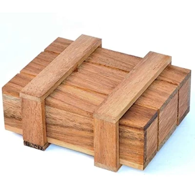 Afbeelding van Logica Puzzles Art. Pandora Box M Houten Hersenkraker Geheime Doos Moeilijkheidsgraad 3/6 Moeilijk Leonardo da Vinci Collectie