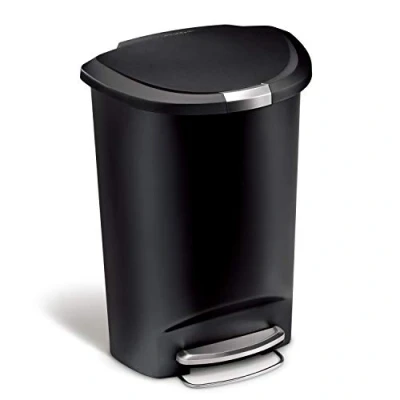 Afbeelding van Prullenbak simplehuman Semi Round Kunststof Zwart 50L