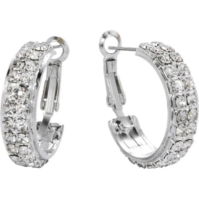 Afbeelding van Behave Oorbellen oorringen zilver kleur steentjes 2 cm