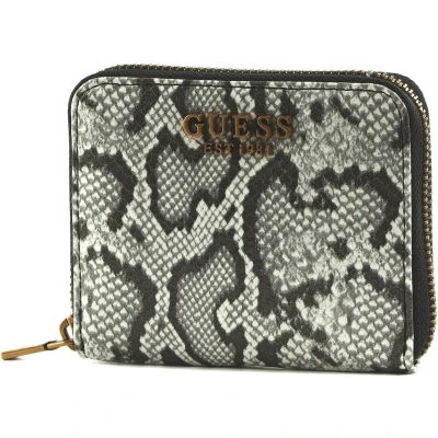 Afbeelding van GUESS portemonnee Laurel met slangenprint ecru