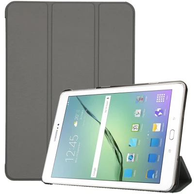 Afbeelding van Samsung Galaxy Tab S2 9.7 Hoes: iMoshion Trifold Bookcase Grijs Kunstleder Tablet Hoezen