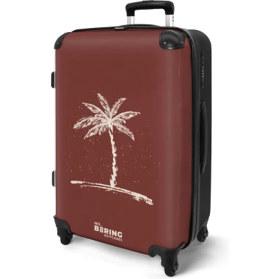 Afbeelding van NoBoringSuitcases.com® Koffer groot Rolkoffer lichtgewicht Rood met witte palmboom Reiskoffer 4 wielen Grote trolley XL 20 kg bagage