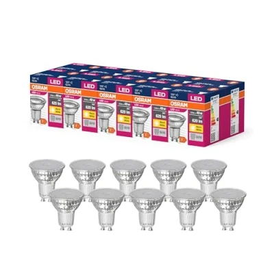 Afbeelding van OSRAM LED STAR VALUE PAR16 LAMP til GU10 BASE, REFLEKTOR LAMP, GL, 620 LUMENS, VARM HVID (3000K), Udskiftning konventionelle 49W pærer, ikke dæmpbar, 10 pack