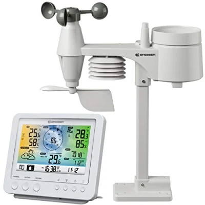 Afbeelding van Bresser Weerstation Proffesioneel 5 in 1 WIFI Weercenter Temperatuur, Regenmeter, Windsnelheid, Windrichting en Luchtdrukmeting Wit