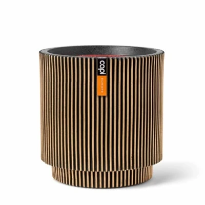 Afbeelding van Vaas cylinder groove nl zwart goud I Capi Europe