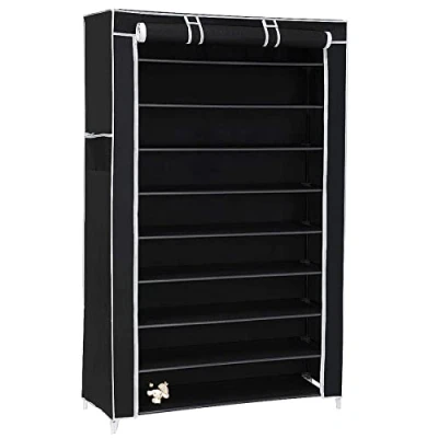 Afbeelding van Vouwkast in raven met ritssluiting stoffen kast kledingkast schoenenrek schoenenrek, camping, insteekkast, textiel garderobe