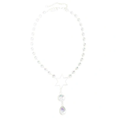 Afbeelding van Behave Dames ketting zilver kleur met multi stenen en ster hanger 40 cm