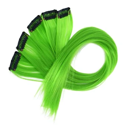 Afbeelding van CAISHA 60cm Kleurrijk Streng Highlights Clip In Extension Hair Extensions Steil Lang Haar Haarstukje Lichtgroen BST119