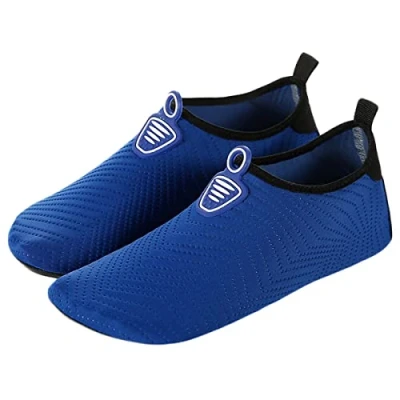 Afbeelding van AUXDIQ Zwemschoenen voor dames en heren, badschoenen, aquaschoenen, surfschoenen, waterschoenen, strandschoenen, blote voeten, sneldrogend, blauw, 39/40 EU