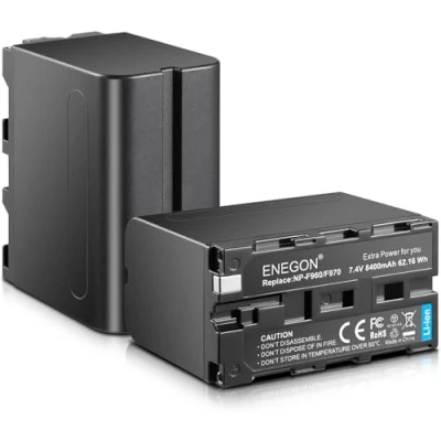 Afbeelding van ENEGON 2X NP F970 8400mAh oplaadbare Li Ion batterij voor Sony F970/960/950/930 F570 F550 F530 F330, CCD SC55, TR516,TR8188188 TR910. ,TR917