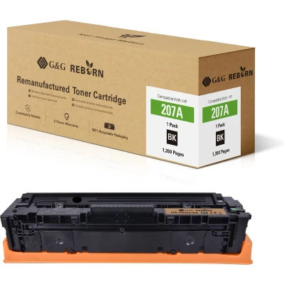 Afbeelding van G&amp;G REBORN 207A gereviseerde Tonercartridge Geschikt voor HP 207X W2210A W2210X zwart