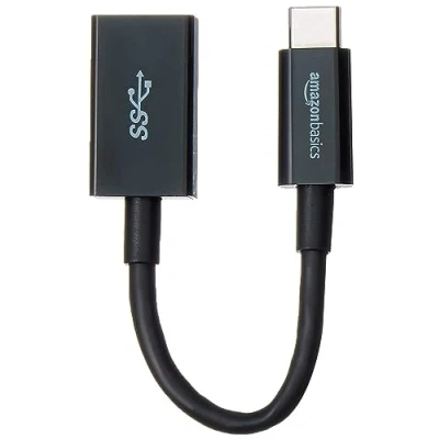 Afbeelding van Amazon Basics Adapterkabel USB C mannelijk naar A vrouwelijk (3.1, Gen. 1), 5 Gbit/s Highspeed, IF Certificering, voor Laptops, Tablets, Mobiele Telefoons, 5,5 inch, Zwart
