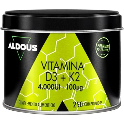 Afbeelding van Vitamine D3 en K2 4000 IU 250 tabletten + 8 maanden 100mcg D Cholecalciferol Vitamines voor het immuunsysteem de afweer Spieren, Botten Verbetert opname van ca