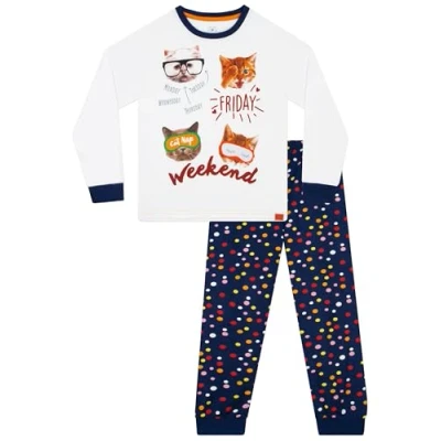 Afbeelding van Harry Bear Kattenpyjama Pyjama Voor Meisjes Kinderpyjama Met Katten Pyjamaset Lange Mouwen Wit 158
