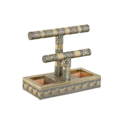 Afbeelding van Doos Juwelenkistje Home ESPRIT Wit Champagne Hout Aluminium 20 x 10 18 cm