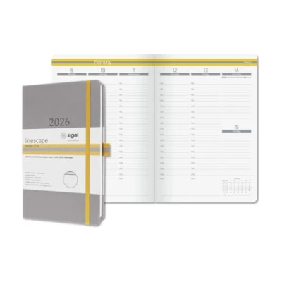 Afbeelding van SIGEL L2600 Wochenkalender Linescape 2026, ca. A5, , hellgrau, gelb: Agenda Linescape, Sun, Hardcover