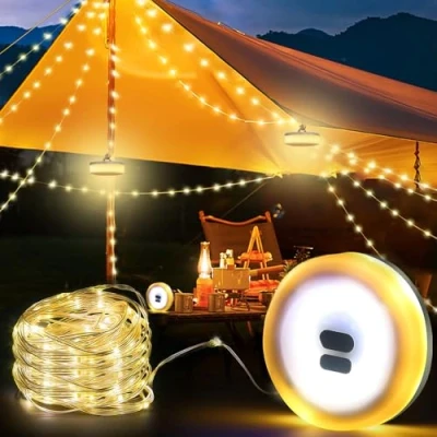 Afbeelding van mizikuu Camping Fee Lichten 10m, Usb Luifel Multifunctionele Draagbare Oplaadbare Lamp Waterdicht Ip67 Intrekbare Voor Tent Tuindecoratie