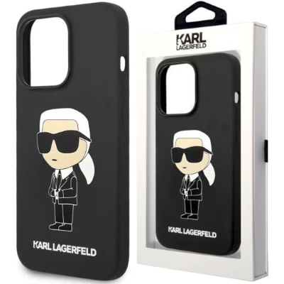 Afbeelding van Karl Lagerfeld KLHMP14MSNIKBCK iPhone 14 Plus 6.7 hardcase zwart/zwart Siliconen Ikonik Magsafe