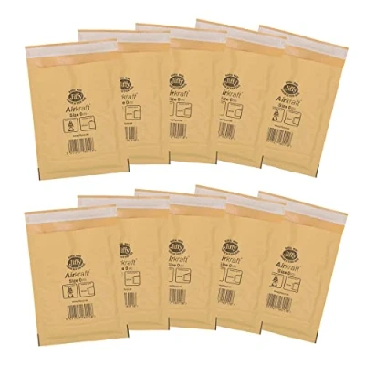 Afbeelding van 10 Pack Gewatteerde Mailzakken Enveloppen Gold Mail Lite 150mm x 210mm C/0