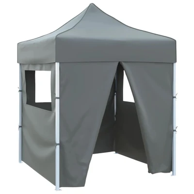 Afbeelding van Partytent met 4 zijwanden inklapbaar 2x2 m staal antraciet